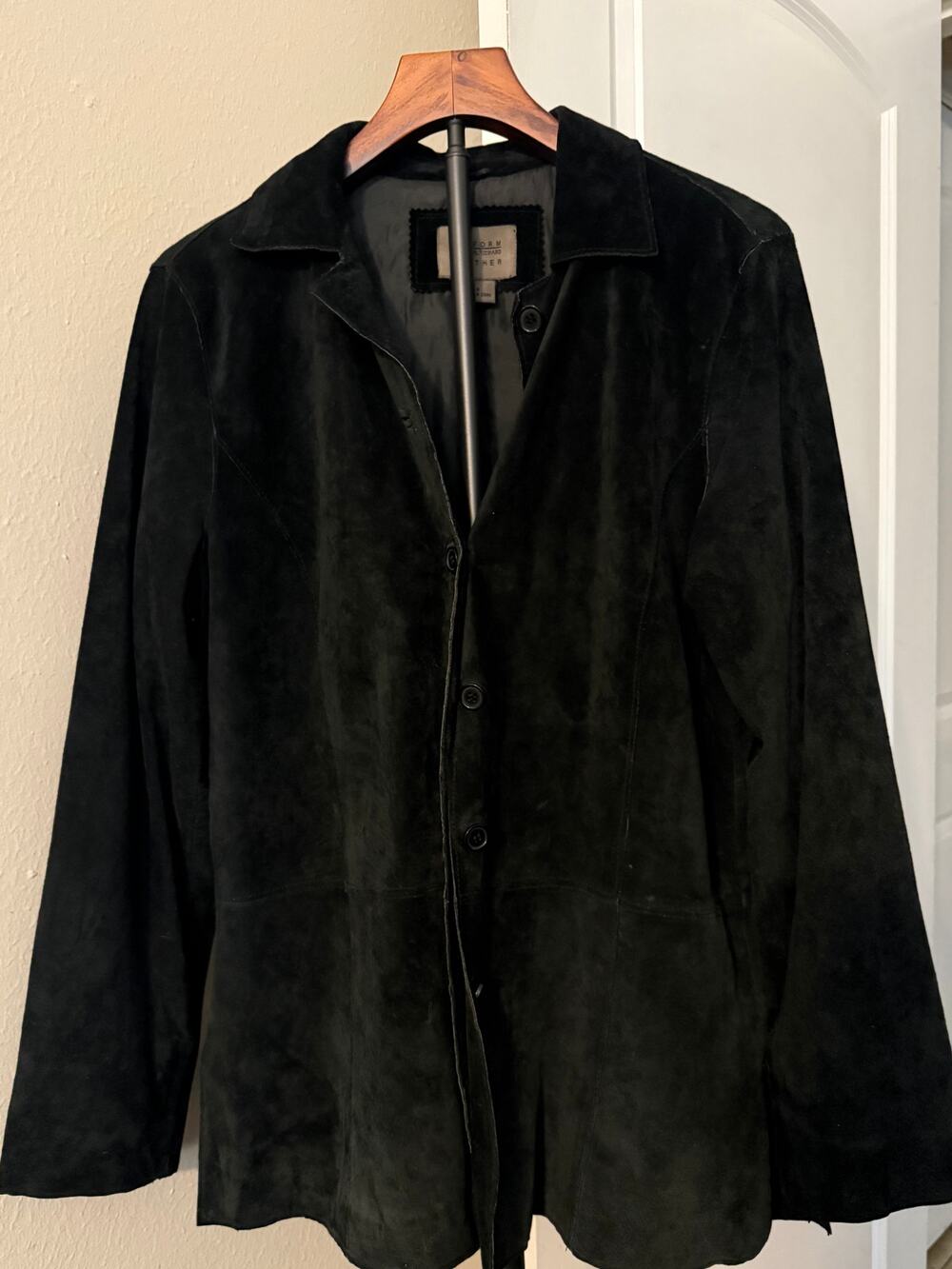 Vintage Uniform John Paul Richard Black Suede Leather Jacket Women's 8